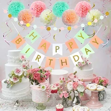 LITAUS Tri-Color Birthday Decorations - Pack of 19