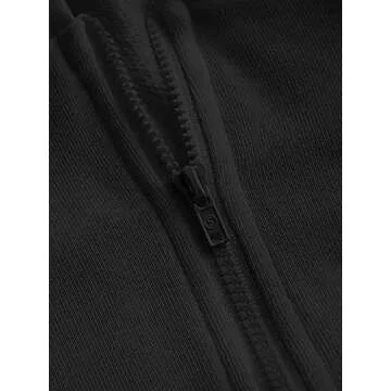 Verdusa Women's Zip Up Long Sleeve Asymmetrical Crop Hoodie Sweatshirt Lightweight Jacket Black S