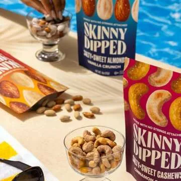 SkinnyDipped Salty + Sweet Maple Almond Crunch, Healthy Snack, Plant Protein, Gluten Free, 4 oz Resealable Bags, Pack of 5