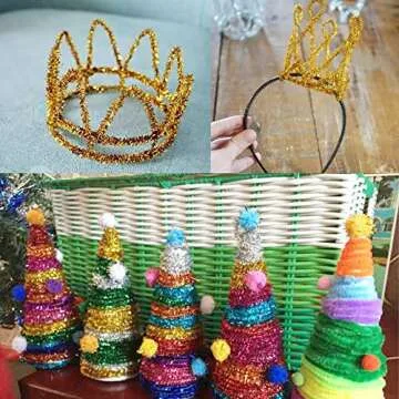 Anvin Pipe Cleaners 100 Pcs 10 Colors Chenille Stems for DIY Crafts Decorations Creative School Projects (6 mm x 12 Inch, Bling-Bling Colors)