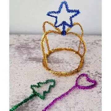 Anvin Pipe Cleaners 100 Pcs 10 Colors Chenille Stems for DIY Crafts Decorations Creative School Projects (6 mm x 12 Inch, Bling-Bling Colors)