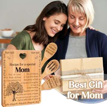 Unique Engraved Bamboo Cutting Board Set for Moms