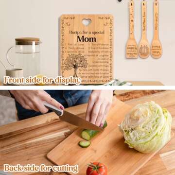 Unique Engraved Bamboo Cutting Board Set for Moms