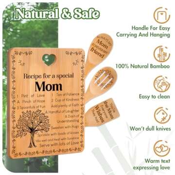 Unique Engraved Bamboo Cutting Board Set for Moms