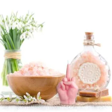 6sisc Middle Finger Scented Candle Light Pink Danish Pastel Room Aesthetic Decor Pine Aromatherapy Candles Natural Soy Wax Hand Gesture Fragrance Candle for Teen Home Bedroom Supplies Birthday Gifts