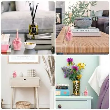 6sisc Middle Finger Scented Candle Light Pink Danish Pastel Room Aesthetic Decor Pine Aromatherapy Candles Natural Soy Wax Hand Gesture Fragrance Candle for Teen Home Bedroom Supplies Birthday Gifts