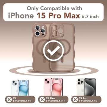 CAPRARO Cute for iPhone 15 Pro Max Case, Compatible with MagSafe, [Curly Wave Edge] [Full Camera Pro...