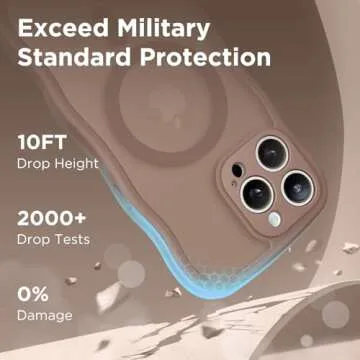 CAPRARO Cute for iPhone 15 Pro Max Case, Compatible with MagSafe, [Curly Wave Edge] [Full Camera Protection] [14 FT Drop Shockproof Protection] Magnetic Phone Case for 15 Pro Max 6.7 Inch, Brown