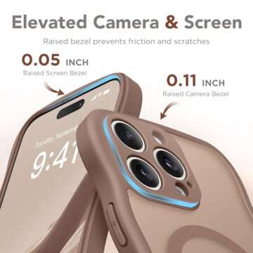 CAPRARO Cute for iPhone 15 Pro Max Case, Compatible with MagSafe, [Curly Wave Edge] [Full Camera Protection] [14 FT Drop Shockproof Protection] Magnetic Phone Case for 15 Pro Max 6.7 Inch, Brown