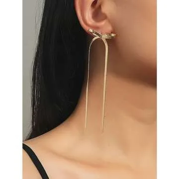 Gold Silver Bow Earrings for Elegant Women