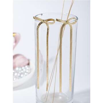 Gold Silver Bow Earrings for Elegant Women