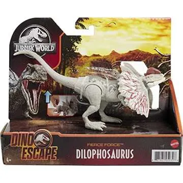 Jurassic World Fierce Force Dilophosaurus Dinosaur Action Figure Movable Joints, Realistic Sculpting & Single Strike Feature, Kids Gift Ages 3 Years & Older