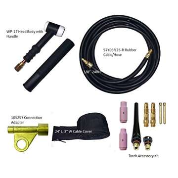 WeldingCity 150-amp WP-17 25-ft Power Cable Hose Air-cooled TIG Welding Torch Complete Package with ...