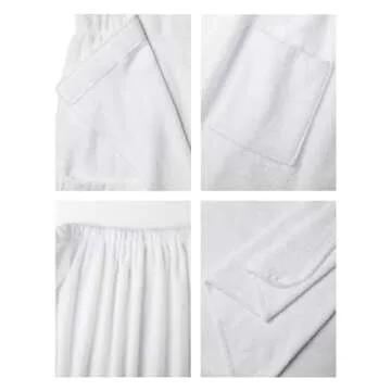 SIORO Bath Shower Wrap for Women, Terry Cloth Cotton Body Towel Wraps Spa Gym Pool Bath Towels Set with Adjustable Closure & Pockets,White Small