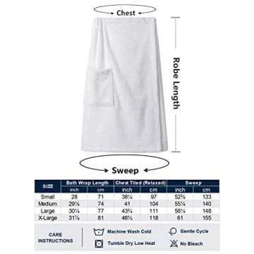 SIORO Bath Shower Wrap for Women, Terry Cloth Cotton Body Towel Wraps Spa Gym Pool Bath Towels Set with Adjustable Closure & Pockets,White Small