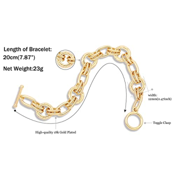 Elegant 18K Gold Plated Chunky Oval Link Bracelet