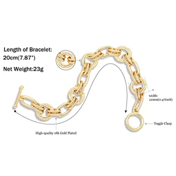 Elegant 18K Gold Plated Chunky Oval Link Bracelet
