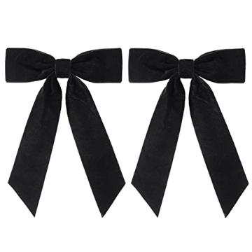 Black Velvet Hair Bows for Women Girls - 5" Alligator Clips