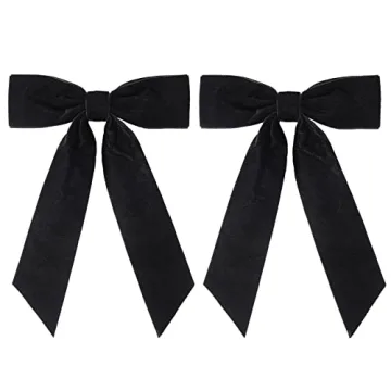 Black Velvet Hair Bows for Women Girls - 5" Alligator Clips