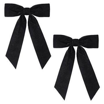Black Velvet Hair Bows for Women Girls - 5" Alligator Clips