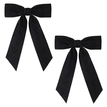 Black Velvet Hair Bows for Women Girls - 5" Alligator Clips