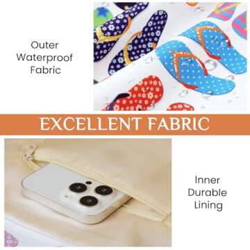 Clothirily Beach Bag for Women - Large Beach Tote Bag, Waterproof Sandproof Beach Bag with Zipper, Large Swim Pool Beach Tote, Slippers