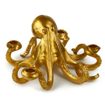 Beauty2Me Octopus Candlestick Holder – Gold Candle Holders for Table Centerpiece – Decorative Oc...