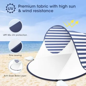 Lightweight Portable Beach Tent with UPF 50+ Protection