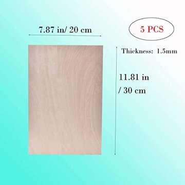 10 PCS Basswood Sheets 1/16 ×12×8 Inch,Unfinished Plywood Craft Basswood Sheet for Cricut Maker