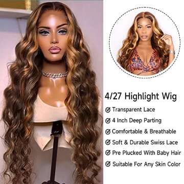 KeaBalo Honey Blonde Lace Front Wig 13x4 Body Wave 22 Inch
