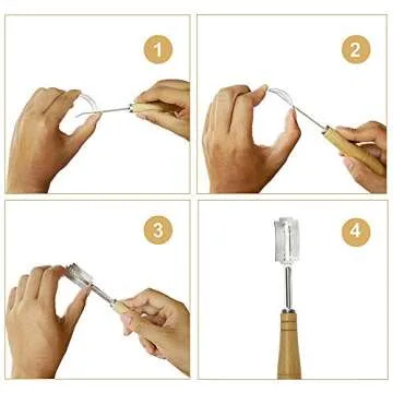 Sunmei Bread Baking Tool Set for Homemade-1 Premium Stainless Steel Dough Whisk, 1 Scraper, 1 Ergonomic Lame Bread Slashing Tool with 5 Sharp Blades and Leather Protective Cover for Bread, Cake, Pizza