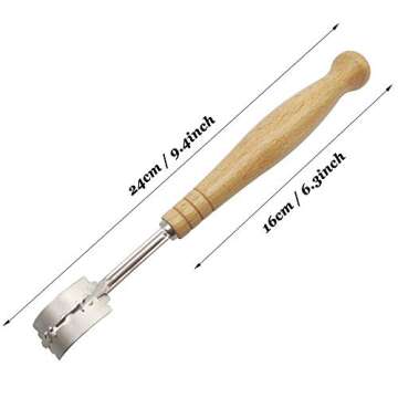 Sunmei Bread Baking Tool Set for Homemade-1 Premium Stainless Steel Dough Whisk, 1 Scraper, 1 Ergonomic Lame Bread Slashing Tool with 5 Sharp Blades and Leather Protective Cover for Bread, Cake, Pizza