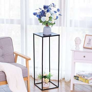 Black Plant Stand Pedestal Stand - 2 Pcs Metal Plant Stand, 31.5in Tall Flower Stand Vase Flower Holder, Wedding Centerpieces for Table, Corner Planter Pot Rack for Living Room, Home, Patio Decor