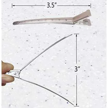 HH&LL 3.5 Inches Hair Clips Duckbill Clips Alligator Clips Silver Metal Styling Clips Pins for Sectioning and Curling by Hairdresser or Home DIY - 24 Pack (Silver Metal)