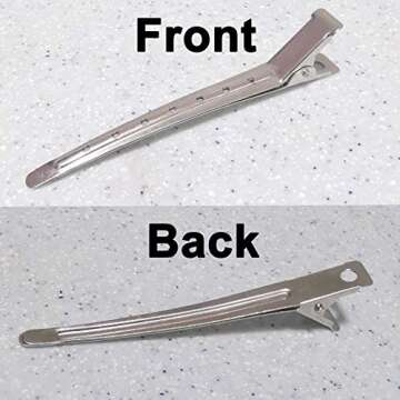 HH&LL 3.5 Inches Hair Clips Duckbill Clips Alligator Clips Silver Metal Styling Clips Pins for Sectioning and Curling by Hairdresser or Home DIY - 24 Pack (Silver Metal)