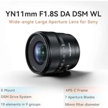 YONGNUO YN11MM F1.8S Lens w/Remote Controller for Sony 11mm F1.8 Large Aperture Fixed Prime Lens Auto Focus APS-C Frame Ultra Wide Angle Lens for Sony E Mount Mirrorless Cameras
