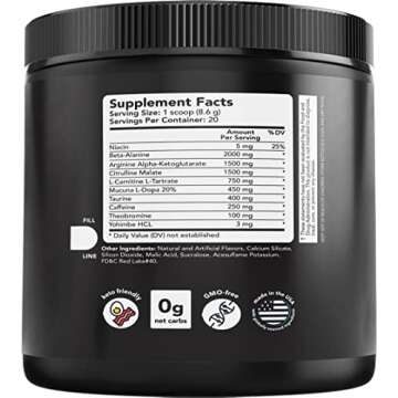 Vitamin Bounty Gx7 Sugar Free Pre Workout Powder, Watermelon - Keto, Energy Supplement with Beta-Alanine, Caffeine, Preworkout for Women and Men, 0g Net Carbs, Non-GMO - 20 Servings