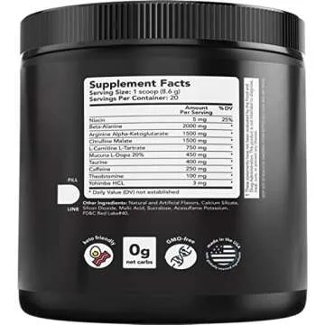 Vitamin Bounty Gx7 Sugar Free Pre Workout Powder, Watermelon - Keto, Energy Supplement with Beta-Alanine, Caffeine, Preworkout for Women and Men, 0g Net Carbs, Non-GMO - 20 Servings