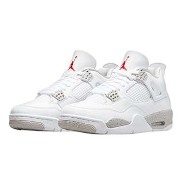 Nike Men's Air Jordan 4 Retro White Oreo, White/Tech Grey/Black/Fire Red, 7.5