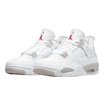 Nike Men's Air Jordan 4 Retro White Oreo, White/Tech Grey/Black/Fire Red, 7.5