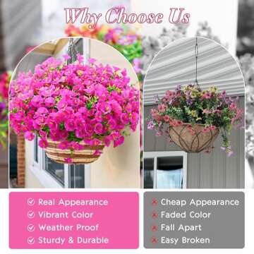 Waipfaru UV Resistant Artificial Flowers for Outdoor Decor