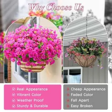 Waipfaru UV Resistant Artificial Flowers for Outdoor Decor