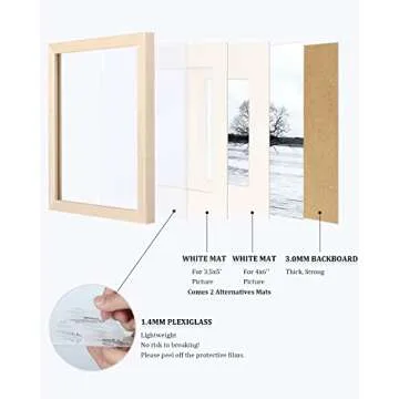 Egofine 8x10 Picture Frames Made of Solid Wood with Plexiglass, Display Pictures 4x6/5x7 with Mat or 8x10 Without Mat Set of 4 for Tabletop and Wall Mounting, Oak Wood