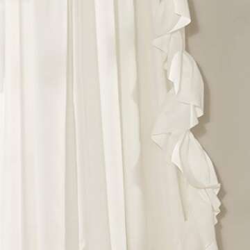 Lush Decor Reyna Ruffle Window Curtain Panel Set, Pair, 54" W x 120" L, White - Flowy Curtain Set - ...
