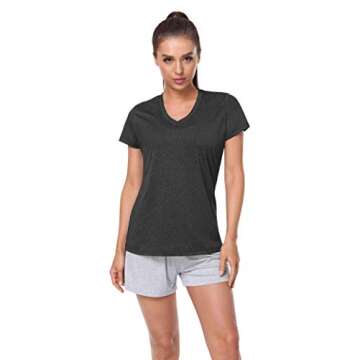 Xelky 3-4 Pack Women's V Neck Tshirt Short Sleeve Moisture Wicking Athletic Shirts Sport Activewear ...