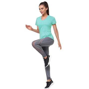 Xelky 3-4 Pack Women's V Neck Tshirt Short Sleeve Moisture Wicking Athletic Shirts Sport Activewear Fitness Workout Gym Tops 4Black/Gray/Cyan/Green S
