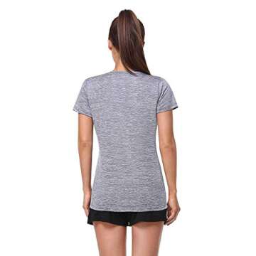 Xelky 3-4 Pack Women's V Neck Tshirt Short Sleeve Moisture Wicking Athletic Shirts Sport Activewear Fitness Workout Gym Tops 4Black/Gray/Cyan/Green S