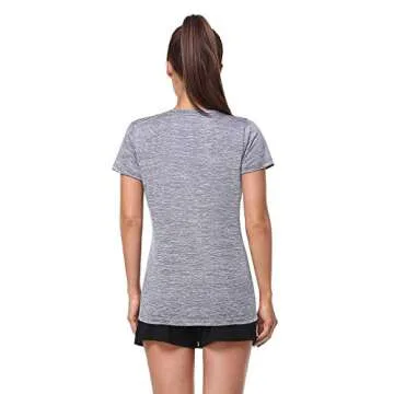 Xelky 3-4 Pack Women's V Neck Tshirt Short Sleeve Moisture Wicking Athletic Shirts Sport Activewear Fitness Workout Gym Tops 4Black/Gray/Cyan/Green S