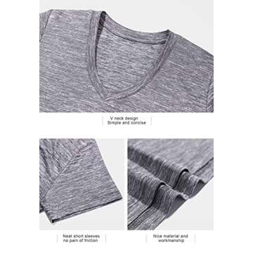 Xelky 3-4 Pack Women's V Neck Tshirt Short Sleeve Moisture Wicking Athletic Shirts Sport Activewear Fitness Workout Gym Tops 4Black/Gray/Cyan/Green S