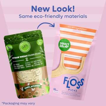 SmartLifeco Biodegradable Dental Floss Picks - Plant Based Tooth Flosser for Adults & Kids | Eco-Fri...